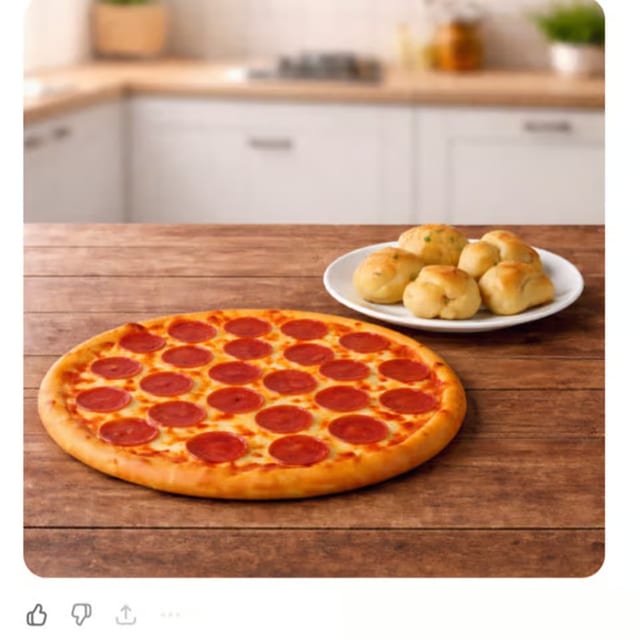 18" One Topping Pizza & Garlic Knots.