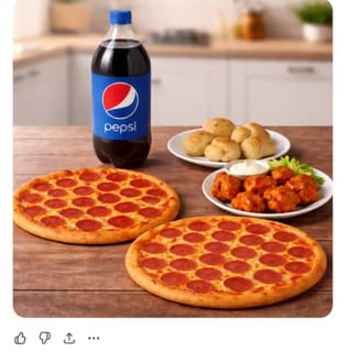 Two 14" One Topping Pizza, 10 Pieces of Wings, Garlic Knots & 2 Liter of Soda