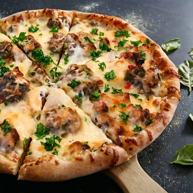 Bianca Steak Pizza.