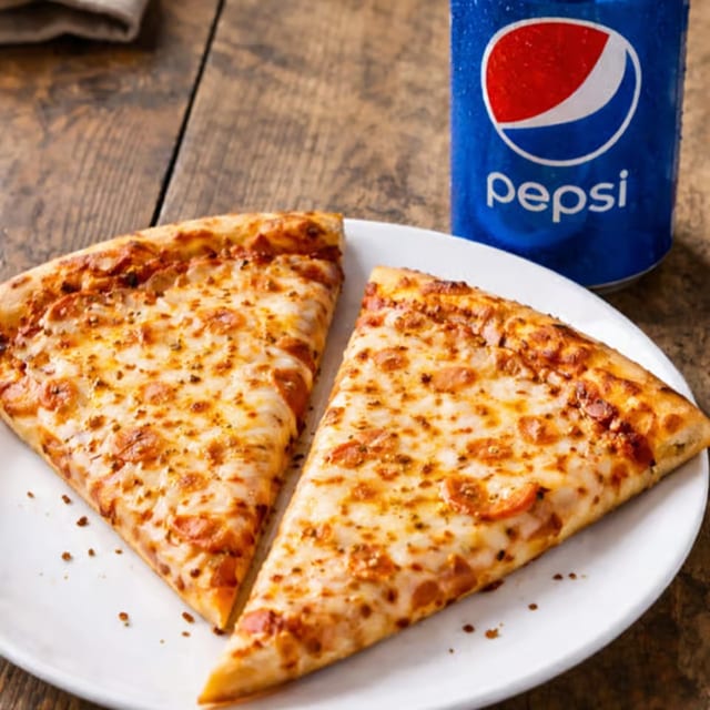 Two Cheese Pizza Slices & Soft Drink Lunch.