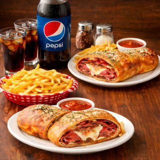 Two Stromboli with Two Toppings, French Fries & 2 Liter Soda
